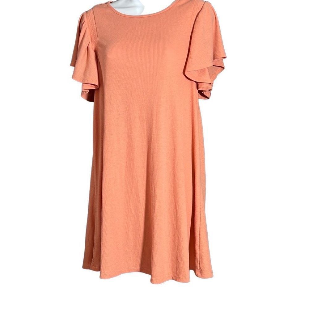 LC Lauren Conrad Women's Ruffled Short Sleeve Peach Shift Dress Size XS